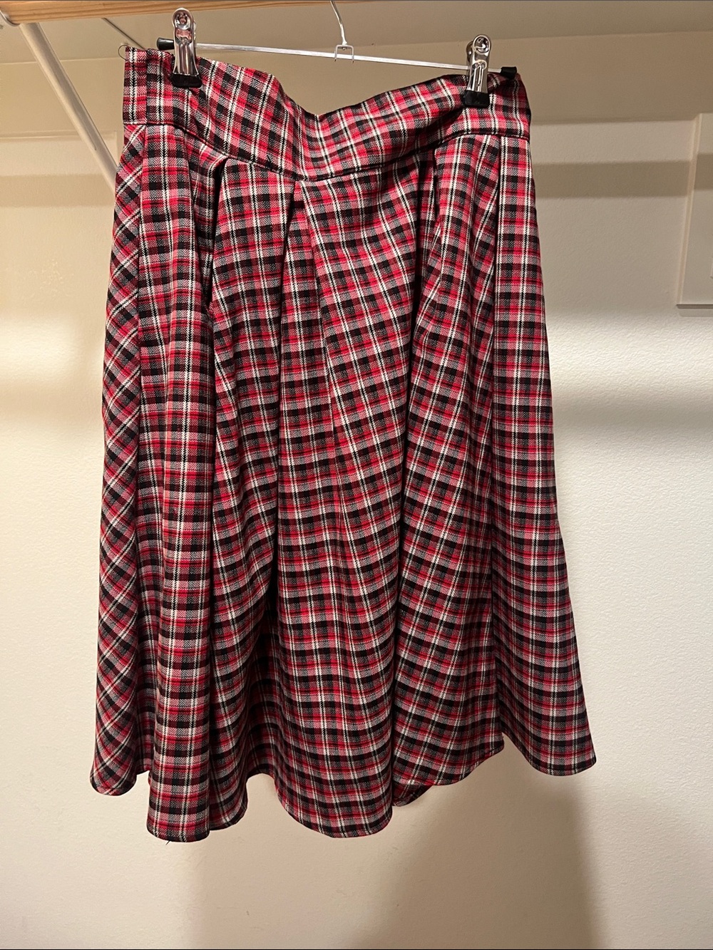 Classic Red Plaid Circle Skirt